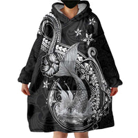 Hawaii Mermaid Monotone Wearable Blanket Hoodie Polynesian Pattern Fish Hook LT01 - Polynesian Pride