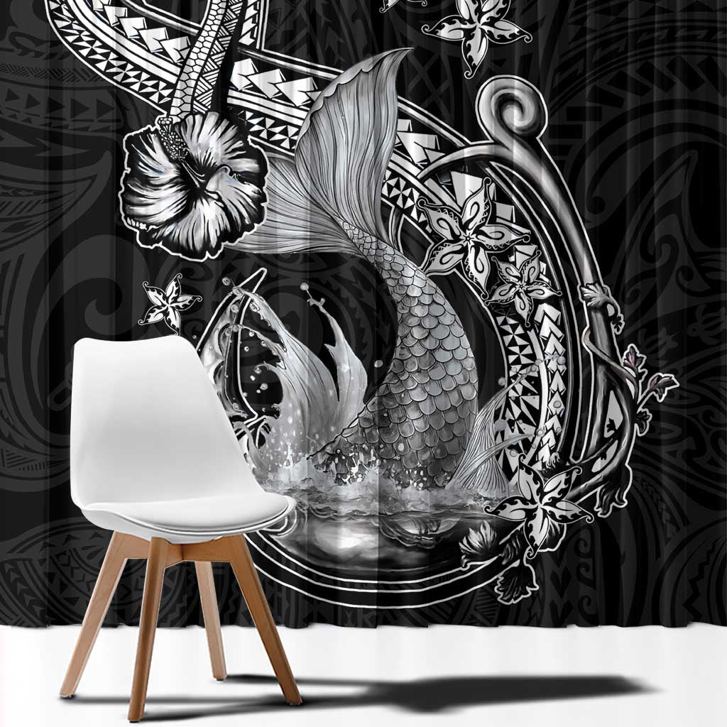 Hawaii Mermaid Monotone Window Curtain Polynesian Pattern Fish Hook LT01 - Polynesian Pride