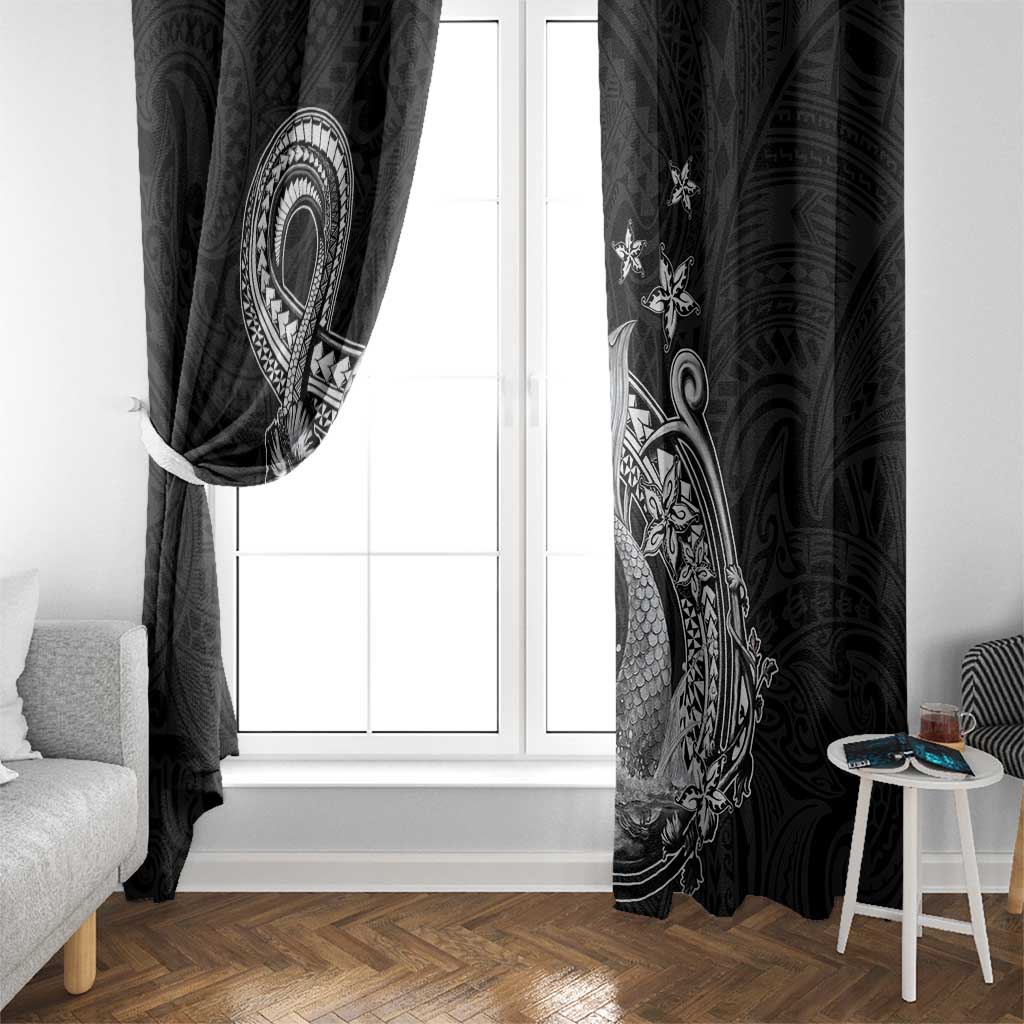 Hawaii Mermaid Monotone Window Curtain Polynesian Pattern Fish Hook LT01 - Polynesian Pride