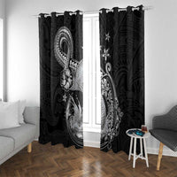 Hawaii Mermaid Monotone Window Curtain Polynesian Pattern Fish Hook LT01 With Grommets Black - Polynesian Pride