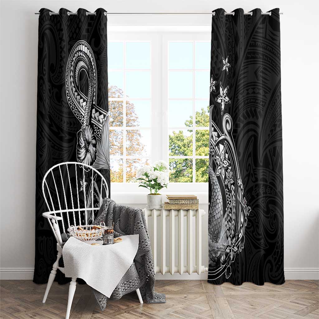 Hawaii Mermaid Monotone Window Curtain Polynesian Pattern Fish Hook LT01 - Polynesian Pride