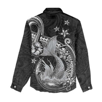 Hawaii Mermaid Monotone Women Casual Shirt Polynesian Pattern Fish Hook LT01 - Polynesian Pride