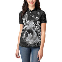 Hawaii Mermaid Monotone Women Polo Shirt Polynesian Pattern Fish Hook LT01 - Polynesian Pride