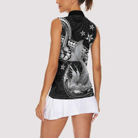 Hawaii Mermaid Monotone Women Sleeveless Polo Shirt Polynesian Pattern Fish Hook LT01 - Polynesian Pride