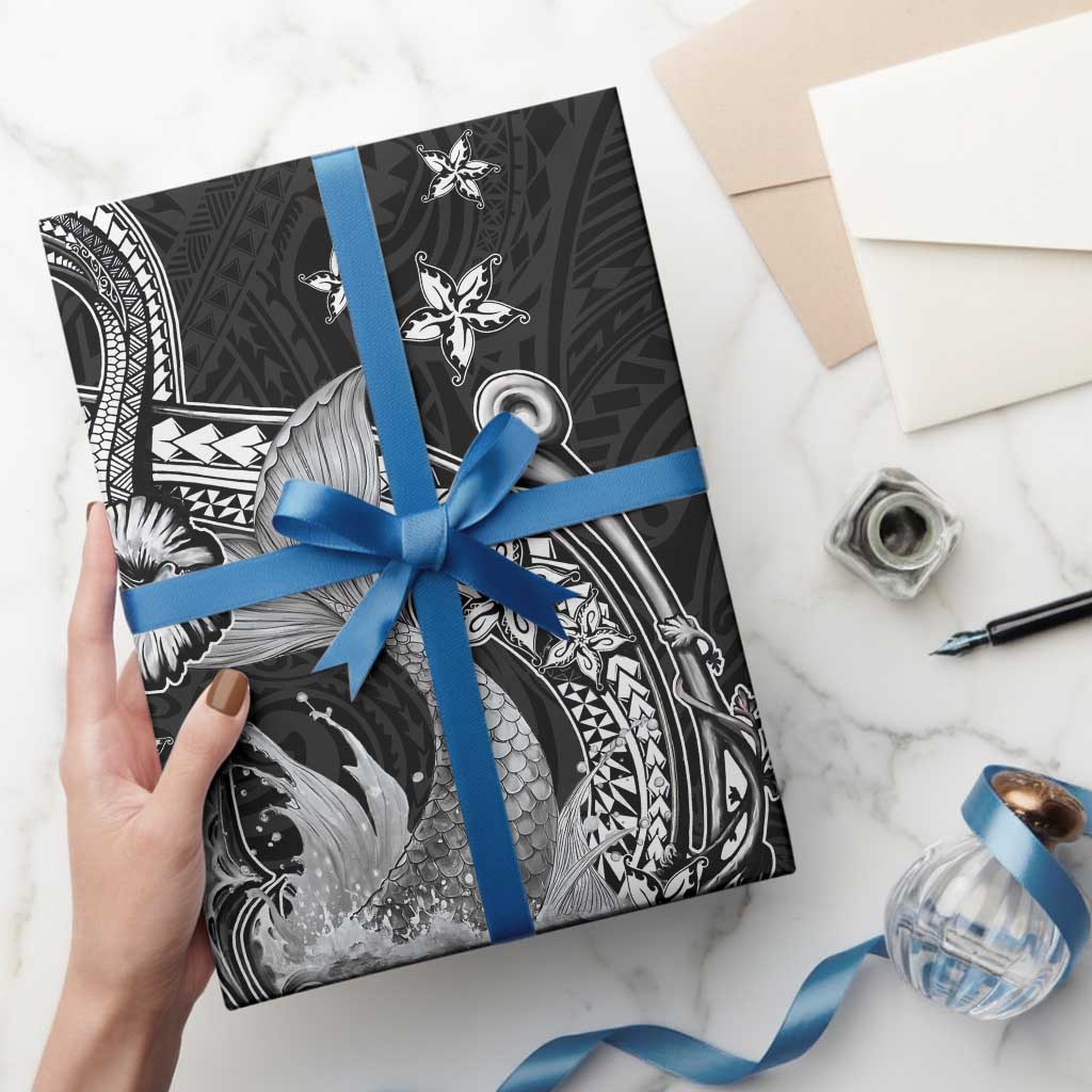 Hawaii Mermaid Monotone Wrapping Paper Polynesian Pattern Fish Hook LT01 - Polynesian Pride