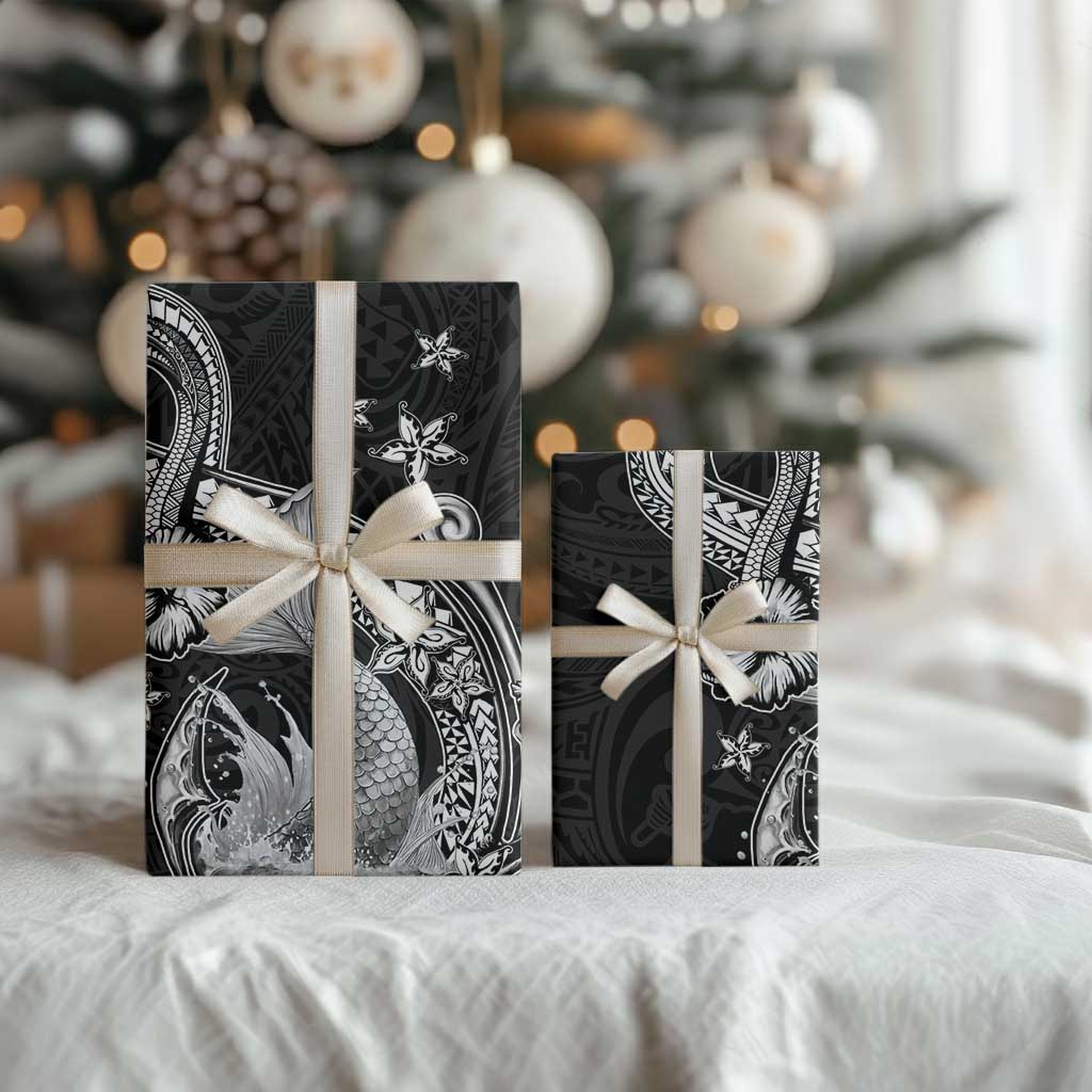 Hawaii Mermaid Monotone Wrapping Paper Polynesian Pattern Fish Hook LT01 - Polynesian Pride