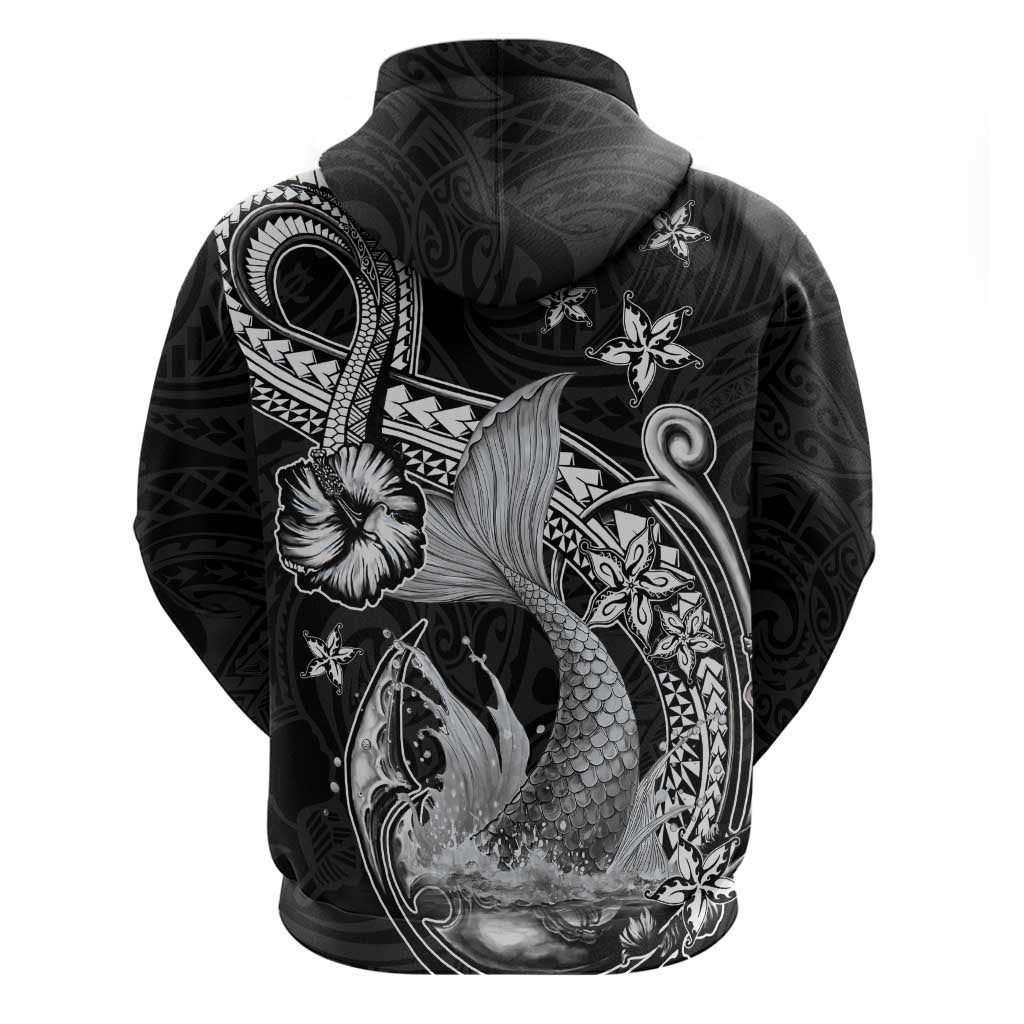 Hawaii Mermaid Monotone Zip Hoodie Polynesian Pattern Fish Hook LT01 - Polynesian Pride