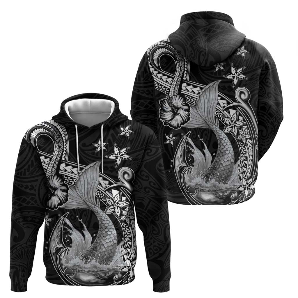 Hawaii Mermaid Monotone Zip Hoodie Polynesian Pattern Fish Hook LT01 - Polynesian Pride