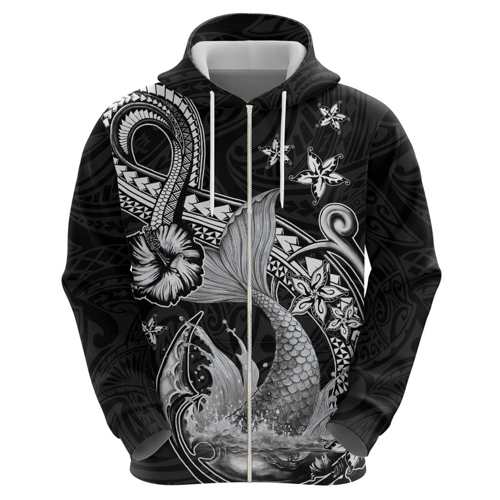 Hawaii Mermaid Monotone Zip Hoodie Polynesian Pattern Fish Hook LT01 - Polynesian Pride