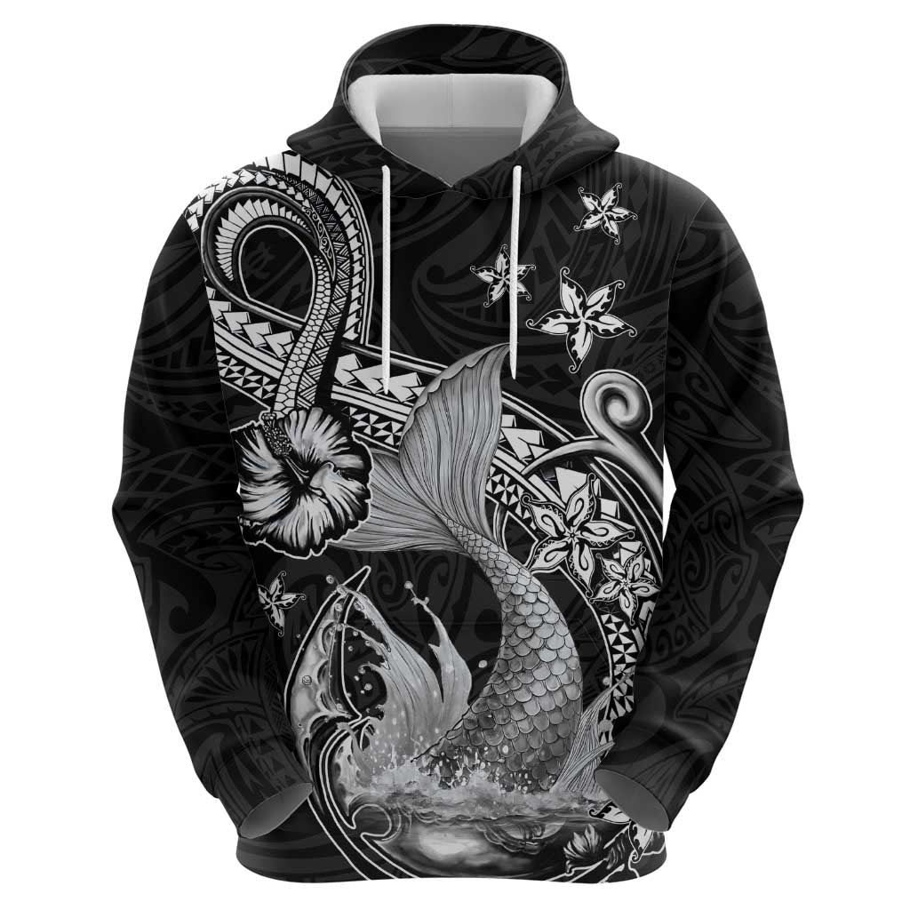 Hawaii Mermaid Monotone Zip Hoodie Polynesian Pattern Fish Hook LT01 - Polynesian Pride
