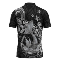 Hawaii Mermaid Monotone Zipper Polo Shirt Polynesian Pattern Fish Hook LT01 - Polynesian Pride