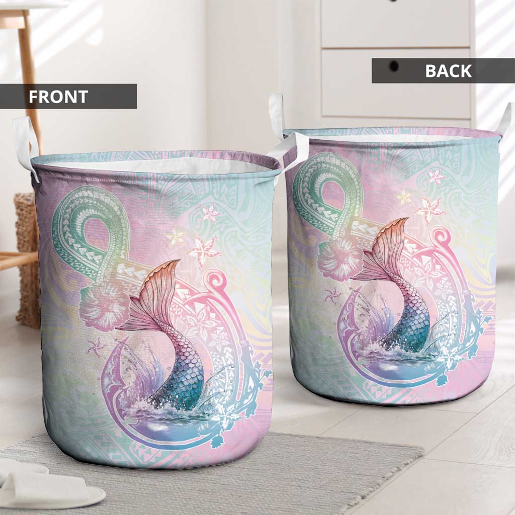 Hawaii Mermaid Sweet Pastel Laundry Basket Polynesian Pattern Fish Hook LT01 - Polynesian Pride