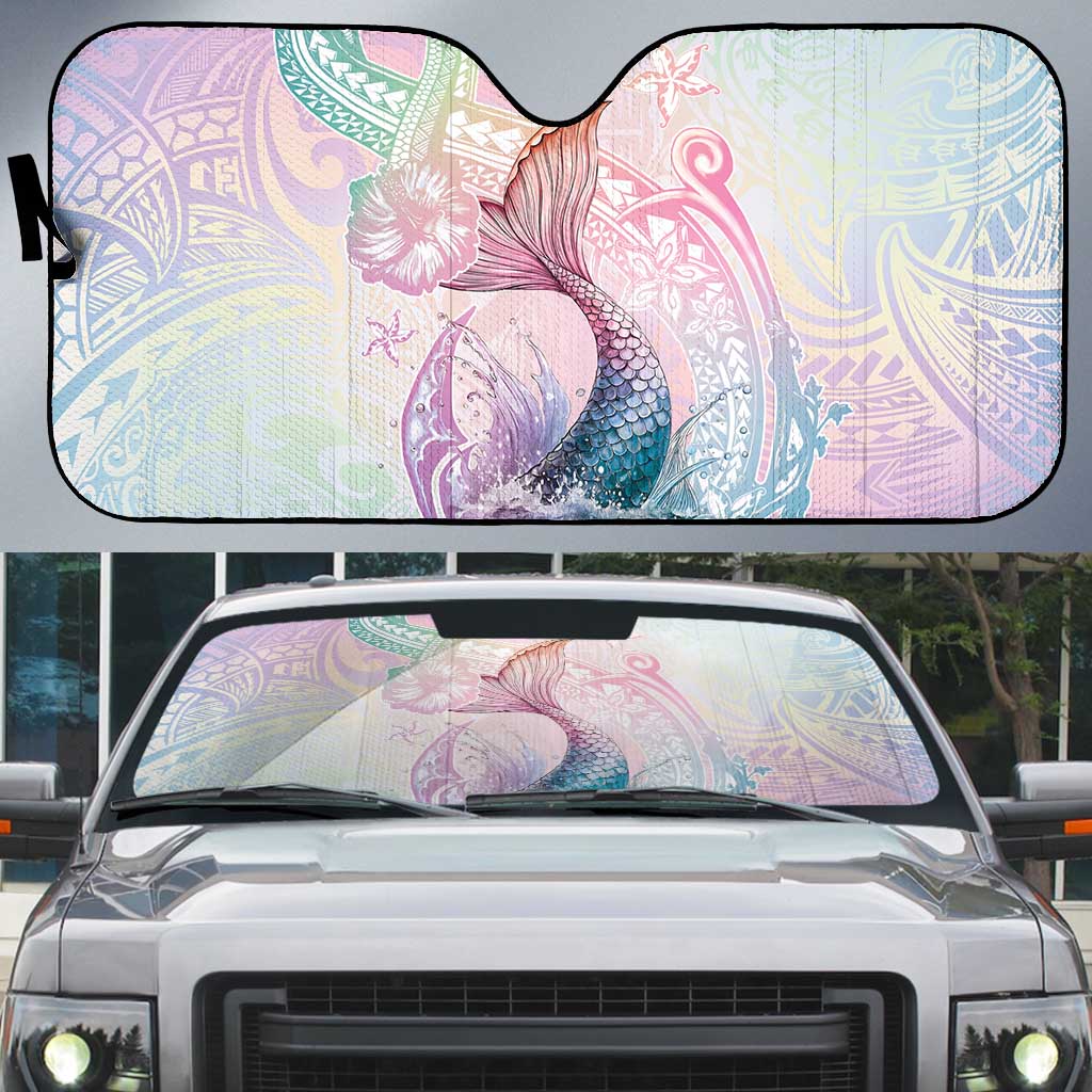 Hawaii Mermaid Sweet Pastel Auto Sun Shade Polynesian Pattern Fish Hook LT01 Multicolor - Polynesian Pride