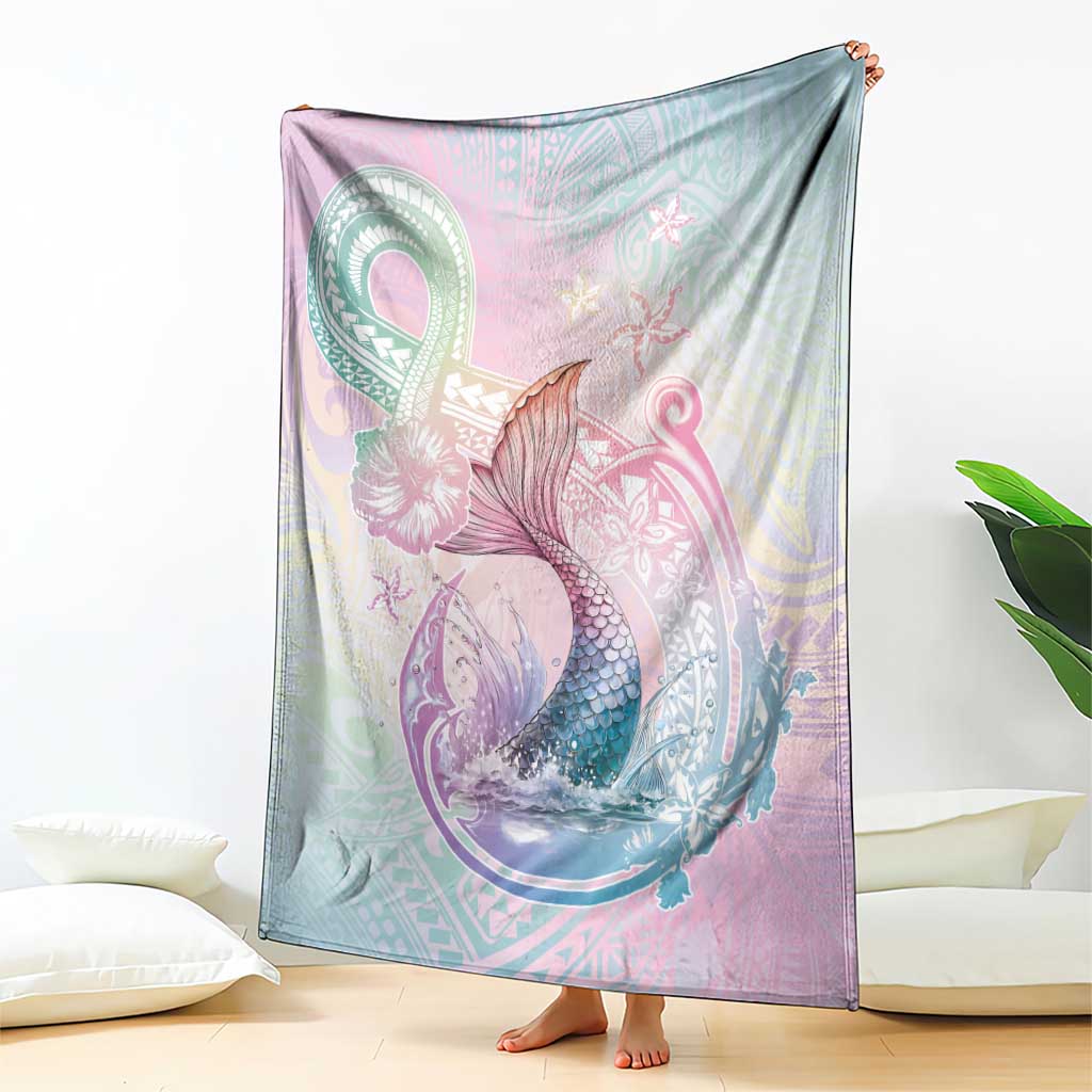 Hawaii Mermaid Sweet Pastel Blanket Polynesian Pattern Fish Hook