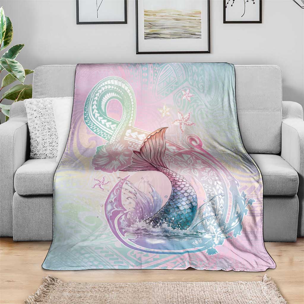 Hawaii Mermaid Sweet Pastel Blanket Polynesian Pattern Fish Hook