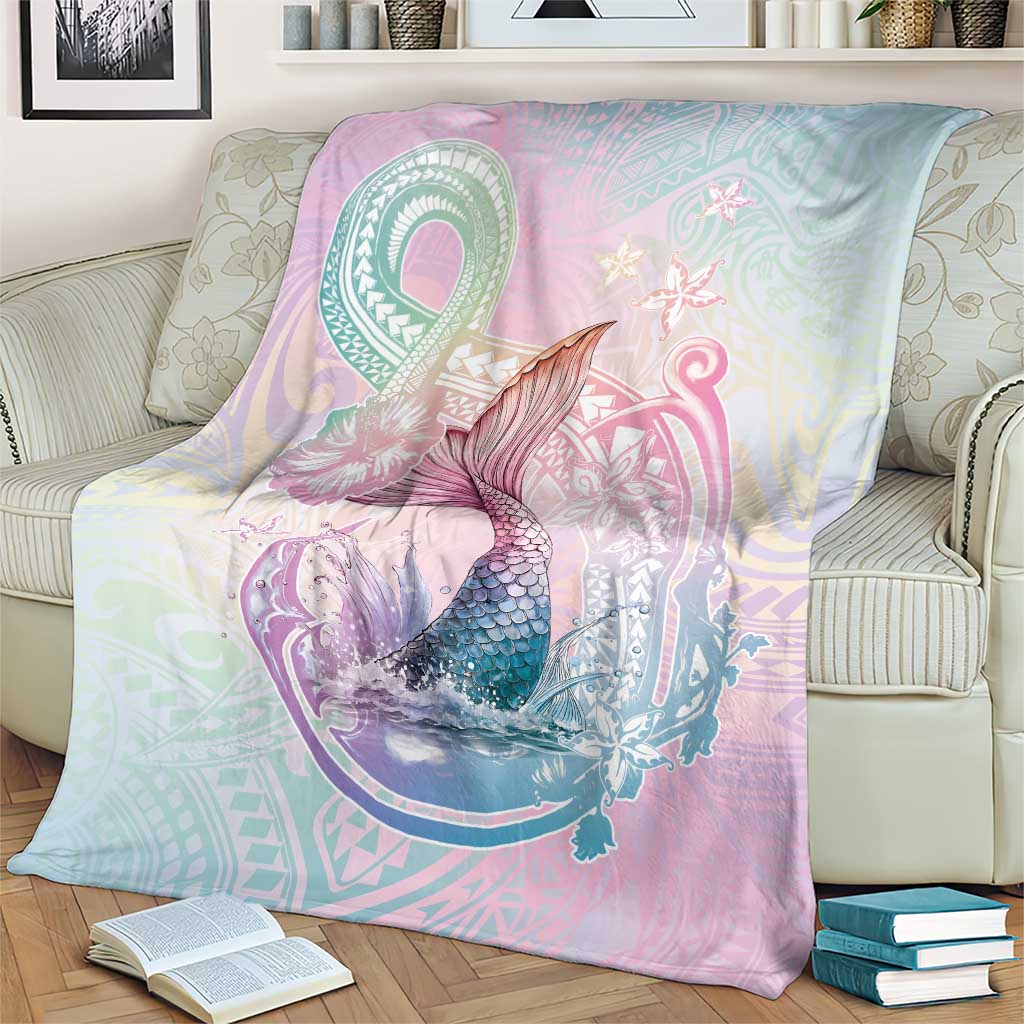 Hawaii Mermaid Sweet Pastel Blanket Polynesian Pattern Fish Hook
