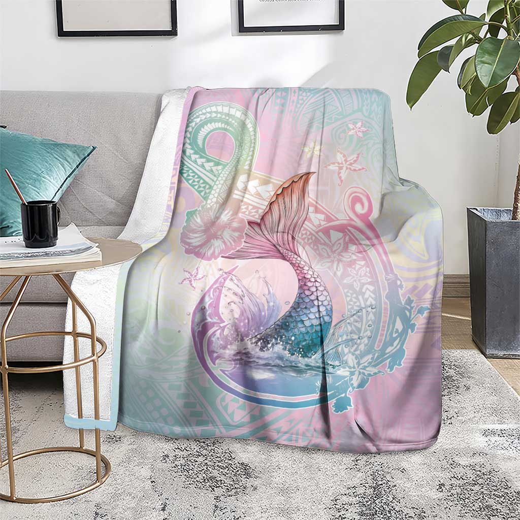 Hawaii Mermaid Sweet Pastel Blanket Polynesian Pattern Fish Hook