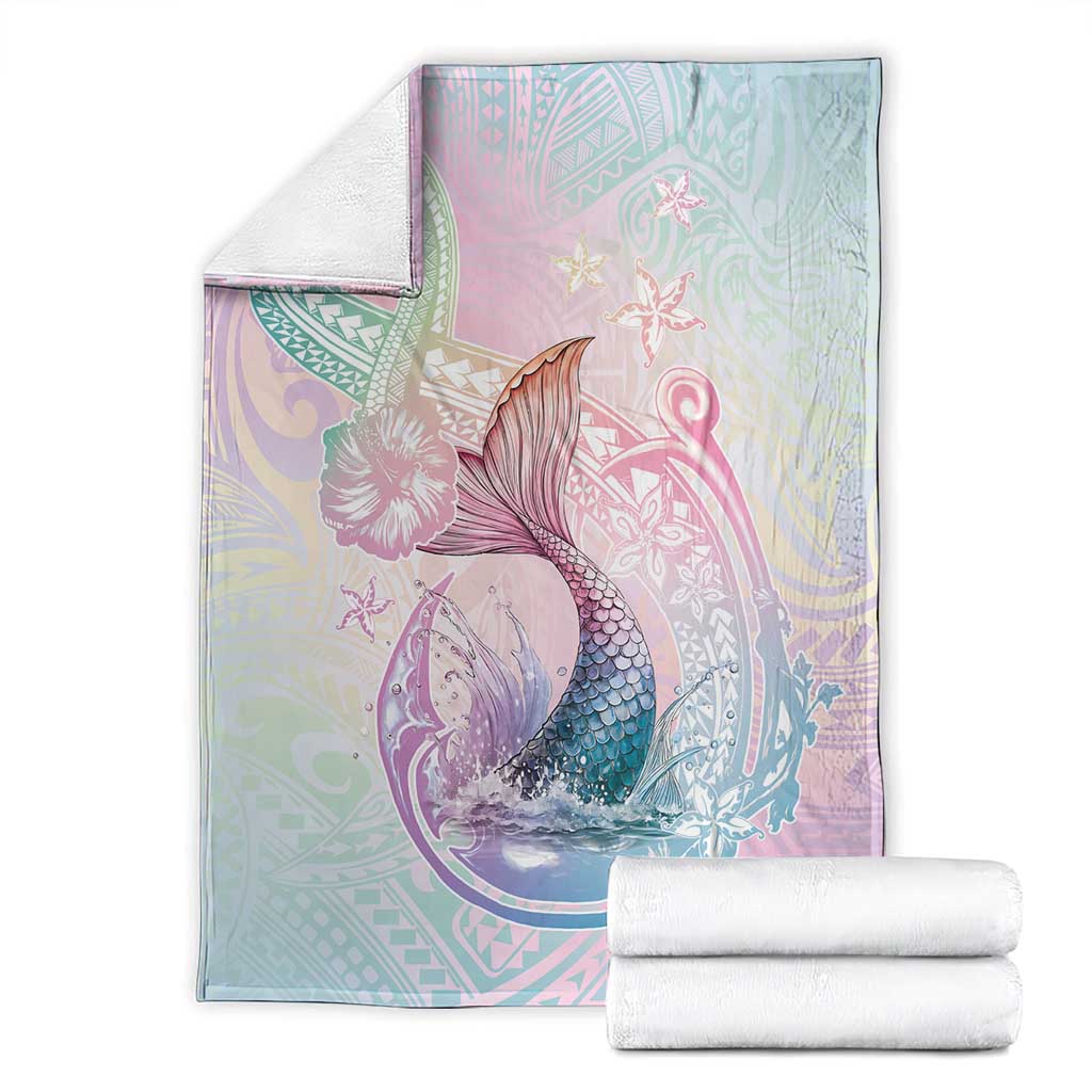 Hawaii Mermaid Sweet Pastel Blanket Polynesian Pattern Fish Hook