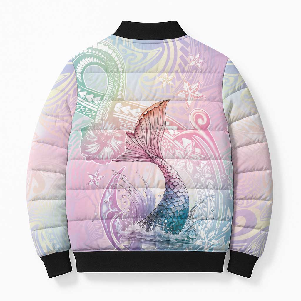 Hawaii Mermaid Sweet Pastel Bomber Puffer Jacket Polynesian Pattern Fish Hook LT01 - Polynesian Pride
