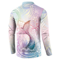 Hawaii Mermaid Sweet Pastel Button Sweatshirt Polynesian Pattern Fish Hook LT01 - Polynesian Pride