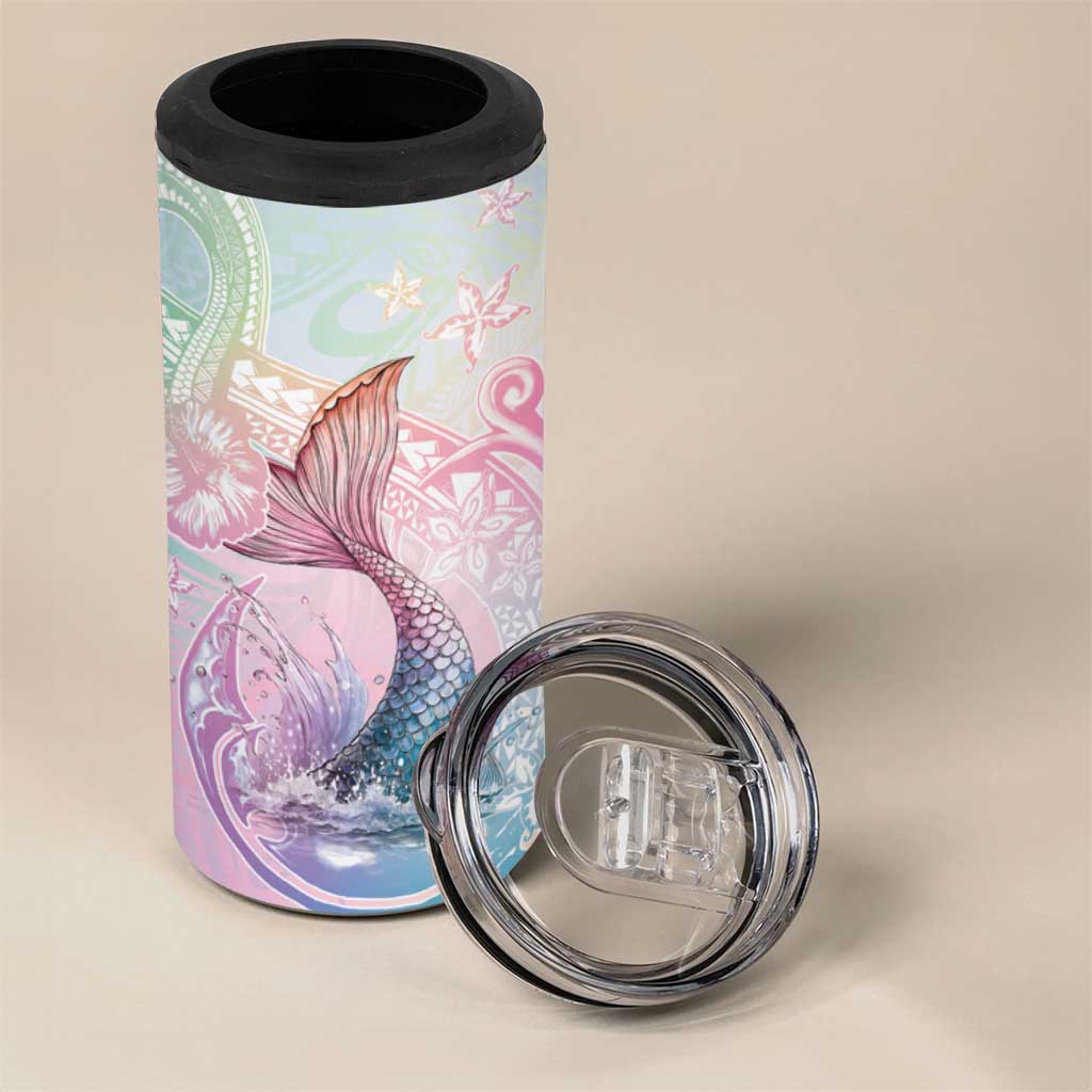 Hawaii Mermaid Sweet Pastel 4 in 1 Can Cooler Tumbler Polynesian Pattern Fish Hook LT01 - Polynesian Pride