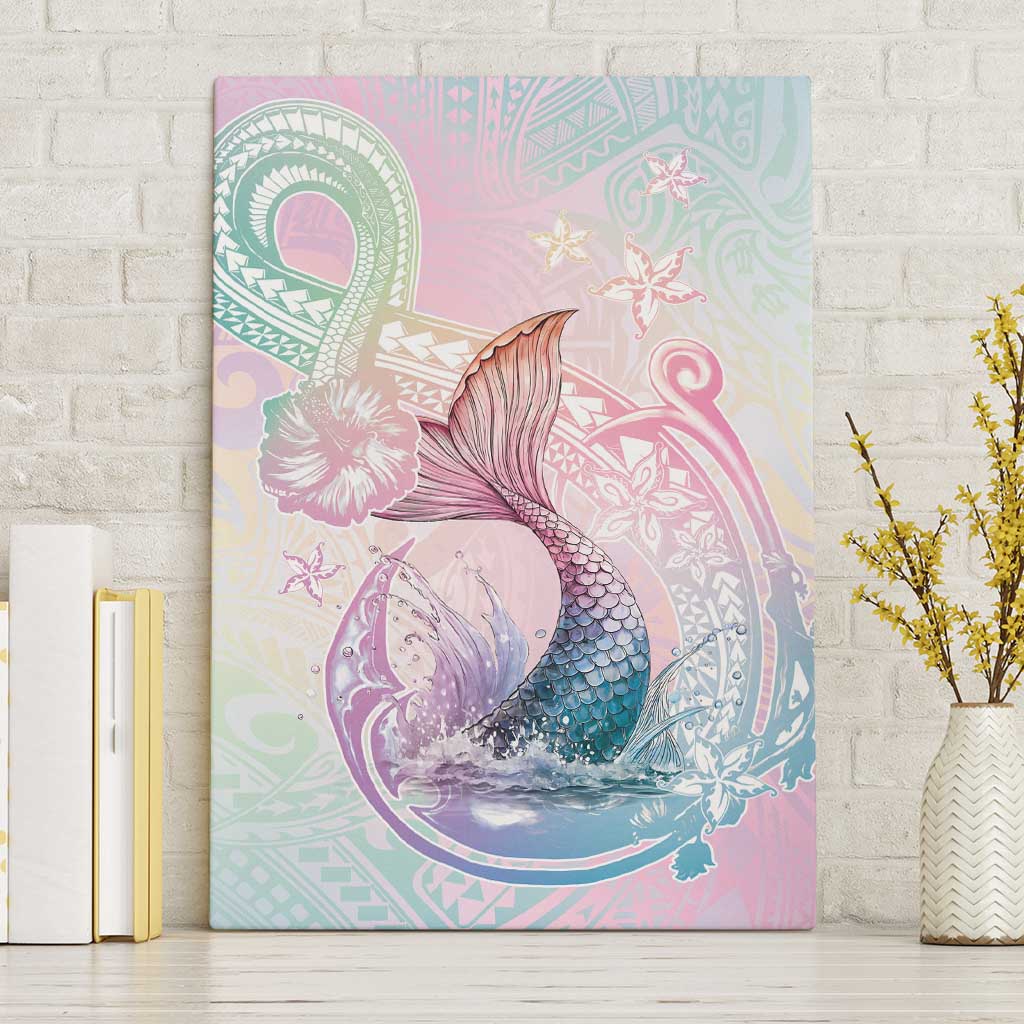 Hawaii Mermaid Sweet Pastel Canvas Wall Art Polynesian Pattern Fish Hook LT01 Without Frame Multicolor - Polynesian Pride