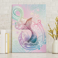 Hawaii Mermaid Sweet Pastel Canvas Wall Art Polynesian Pattern Fish Hook LT01 Without Frame Multicolor - Polynesian Pride