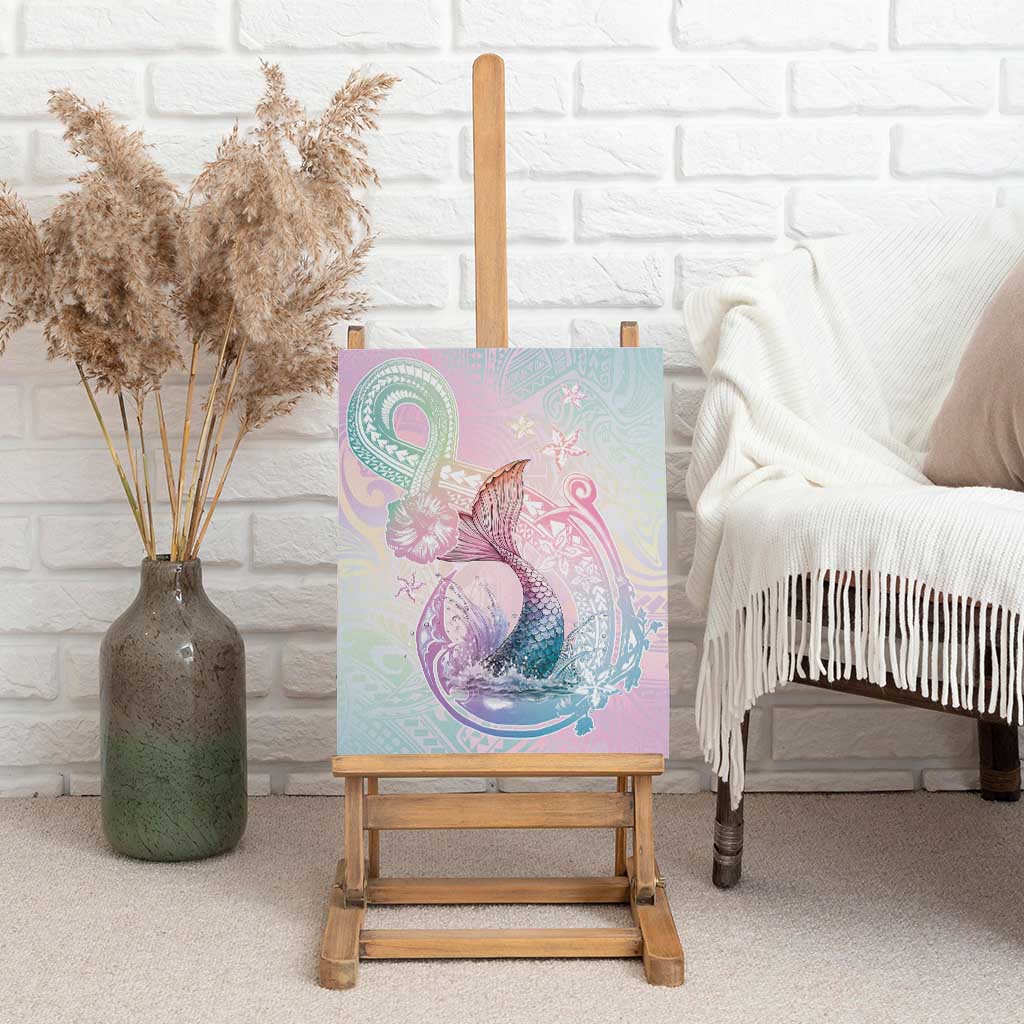 Hawaii Mermaid Sweet Pastel Canvas Wall Art Polynesian Pattern Fish Hook LT01 - Polynesian Pride