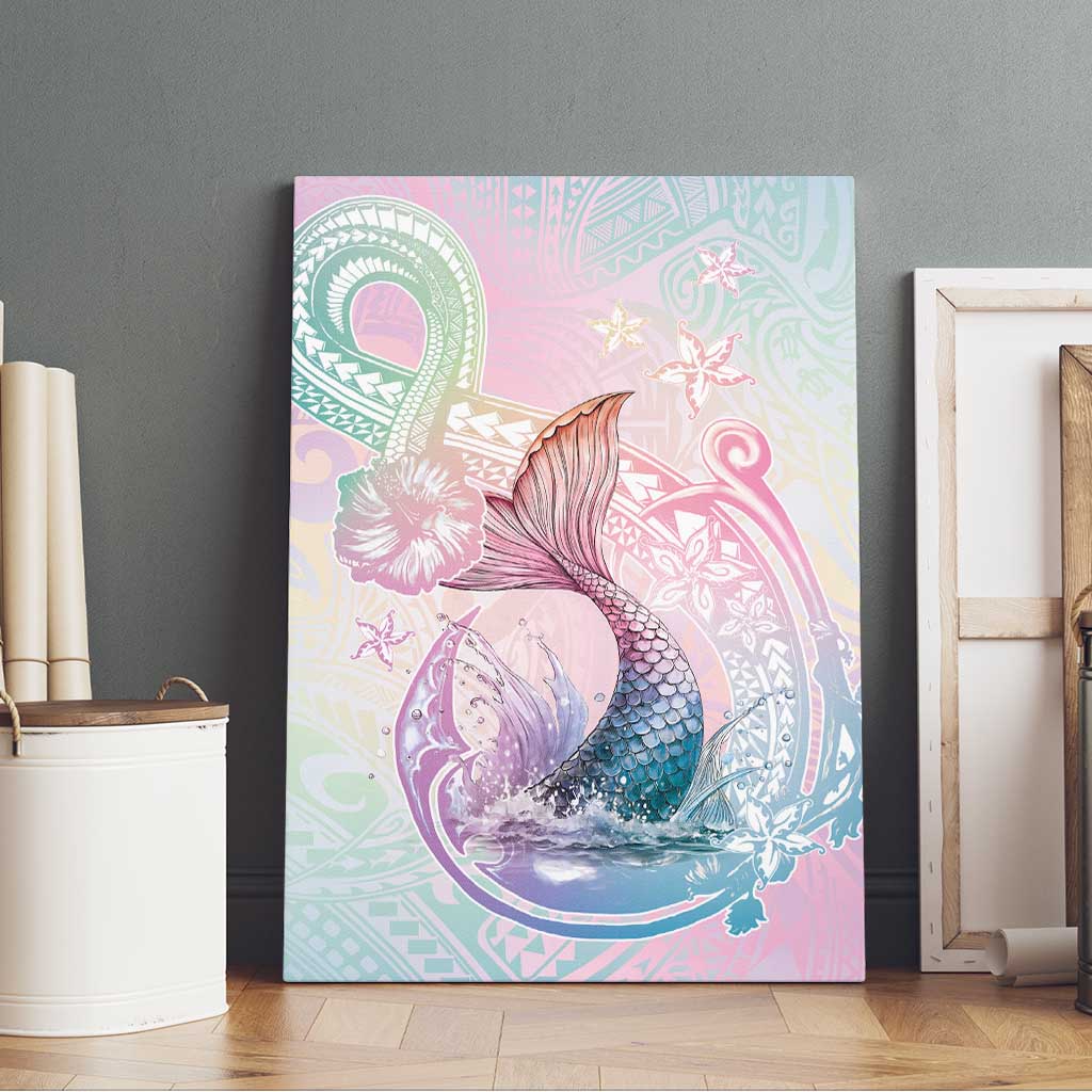 Hawaii Mermaid Sweet Pastel Canvas Wall Art Polynesian Pattern Fish Hook LT01 - Polynesian Pride