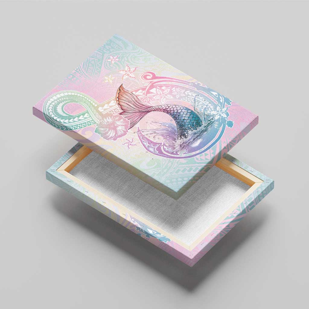 Hawaii Mermaid Sweet Pastel Canvas Wall Art Polynesian Pattern Fish Hook LT01 - Polynesian Pride