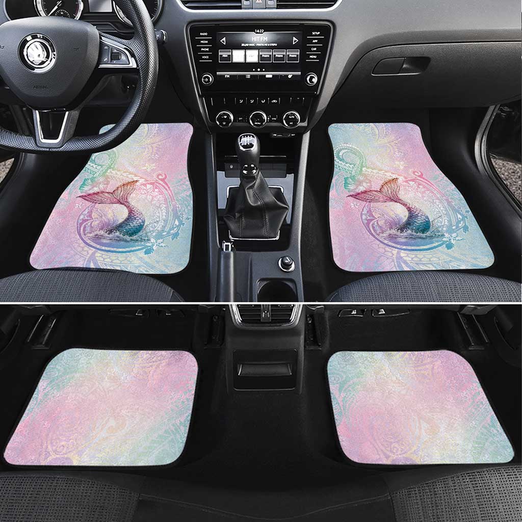 Hawaii Mermaid Sweet Pastel Car Mats Polynesian Pattern Fish Hook LT01 Set 4pcs Multicolor - Polynesian Pride