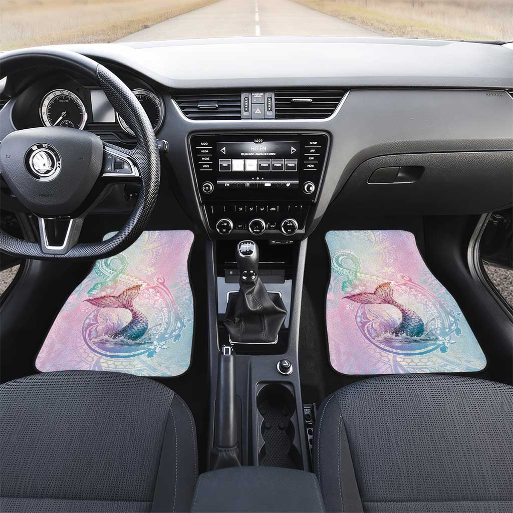 Hawaii Mermaid Sweet Pastel Car Mats Polynesian Pattern Fish Hook LT01 Set 2pcs - Front Multicolor - Polynesian Pride