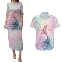 Hawaii Mermaid Sweet Pastel Couples Matching Puletasi and Hawaiian Shirt Polynesian Pattern Fish Hook LT01 Multicolor - Polynesian Pride