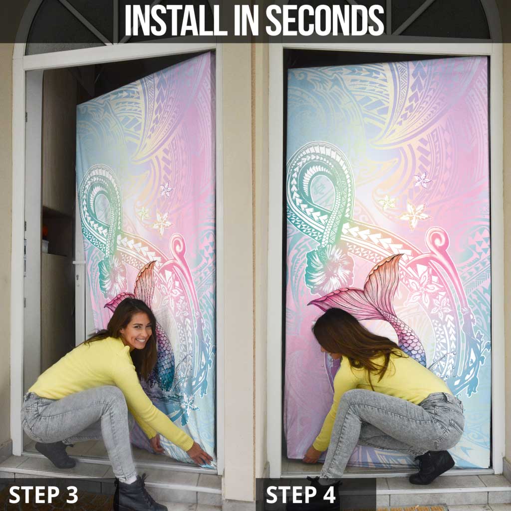 Hawaii Mermaid Sweet Pastel Door Cover Polynesian Pattern Fish Hook LT01 - Polynesian Pride
