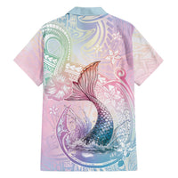Hawaii Mermaid Sweet Pastel Family Matching Off Shoulder Short Dress and Hawaiian Shirt Polynesian Pattern Fish Hook LT01 - Polynesian Pride