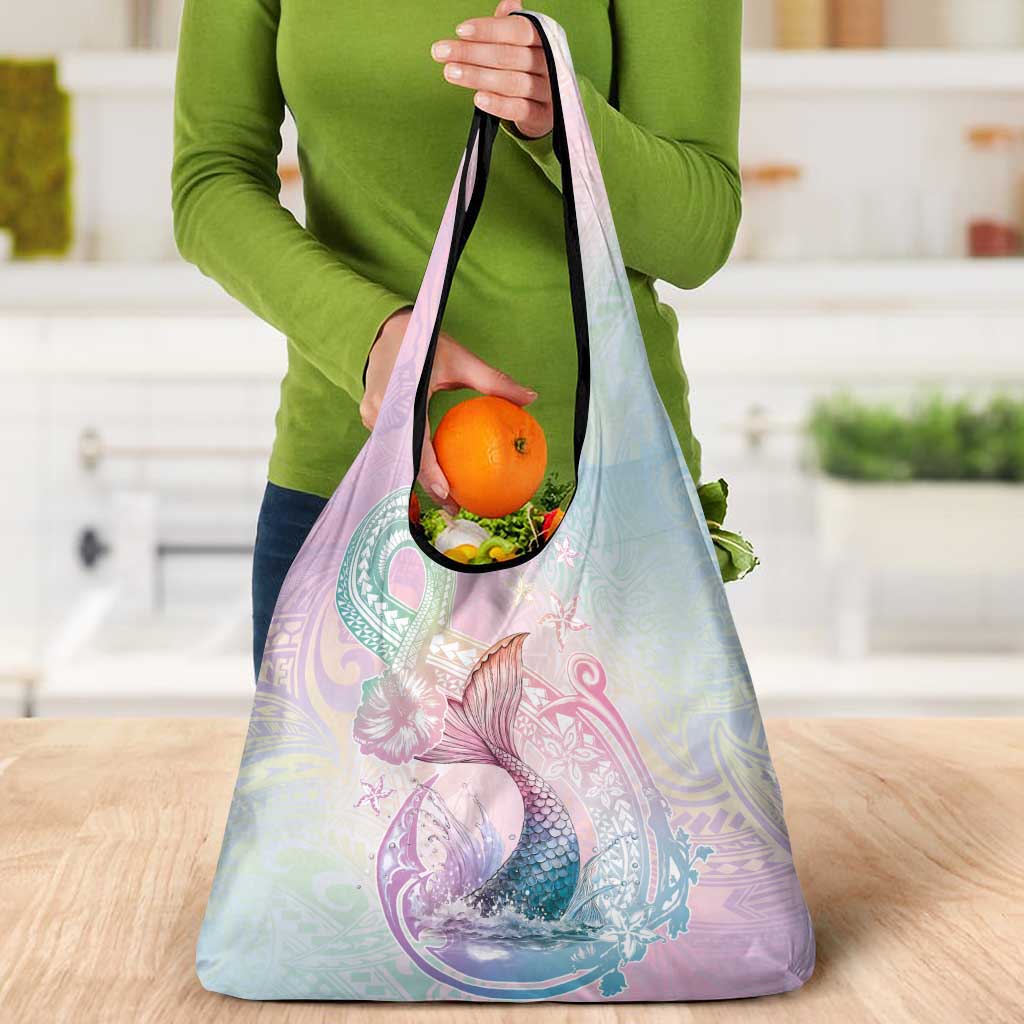 Hawaii Mermaid Sweet Pastel Grocery Bag Polynesian Pattern Fish Hook LT01 - Polynesian Pride