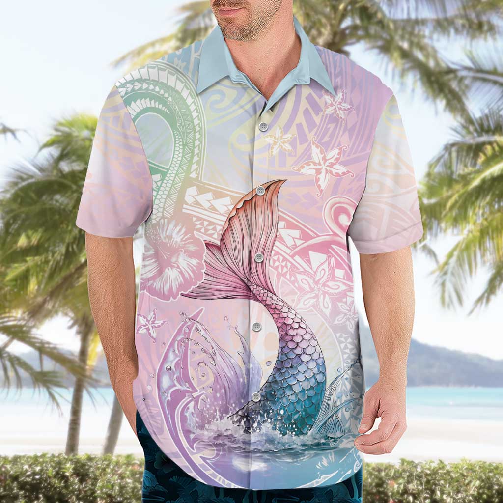Hawaii Mermaid Sweet Pastel Hawaiian Shirt Polynesian Pattern Fish Hook LT01 - Polynesian Pride