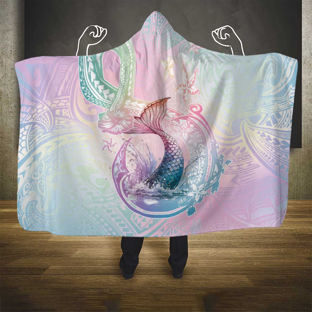 Hawaii Mermaid Sweet Pastel Hooded Blanket Polynesian Pattern Fish Hook LT01 - Polynesian Pride