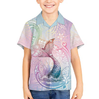 Hawaii Mermaid Sweet Pastel Kid Hawaiian Shirt Polynesian Pattern Fish Hook