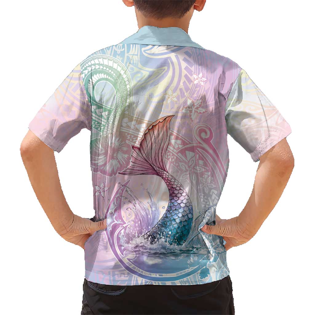Hawaii Mermaid Sweet Pastel Kid Hawaiian Shirt Polynesian Pattern Fish Hook
