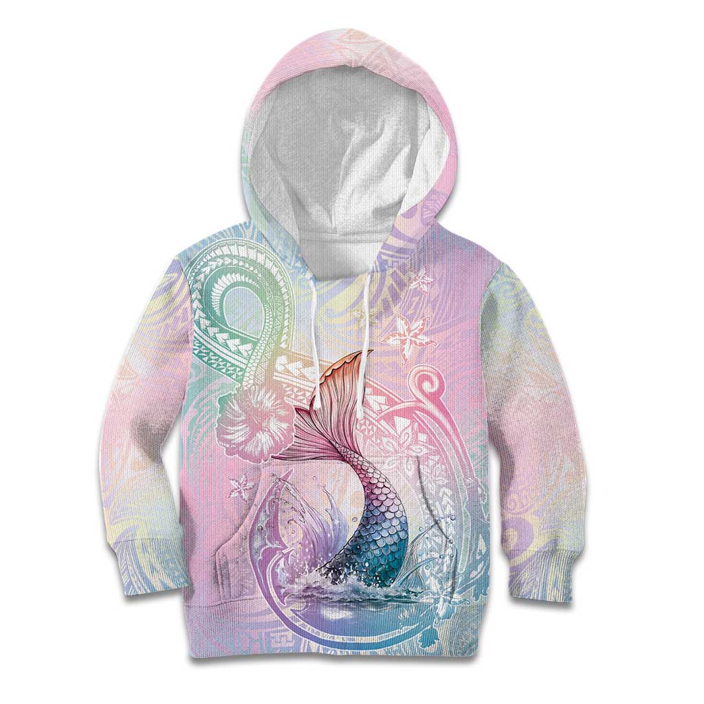 Hawaii Mermaid Sweet Pastel Kid Hoodie Polynesian Pattern Fish Hook LT01 Hoodie Multicolor - Polynesian Pride