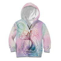 Hawaii Mermaid Sweet Pastel Kid Hoodie Polynesian Pattern Fish Hook LT01 Zip Hoodie Multicolor - Polynesian Pride