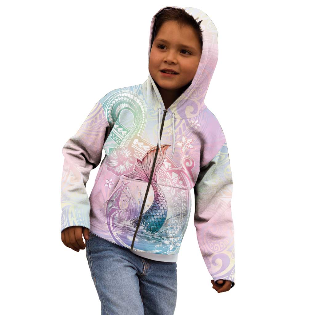 Hawaii Mermaid Sweet Pastel Kid Hoodie Polynesian Pattern Fish Hook LT01 - Polynesian Pride
