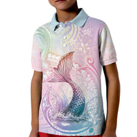 Hawaii Mermaid Sweet Pastel Kid Polo Shirt Polynesian Pattern Fish Hook LT01 Kid Multicolor - Polynesian Pride