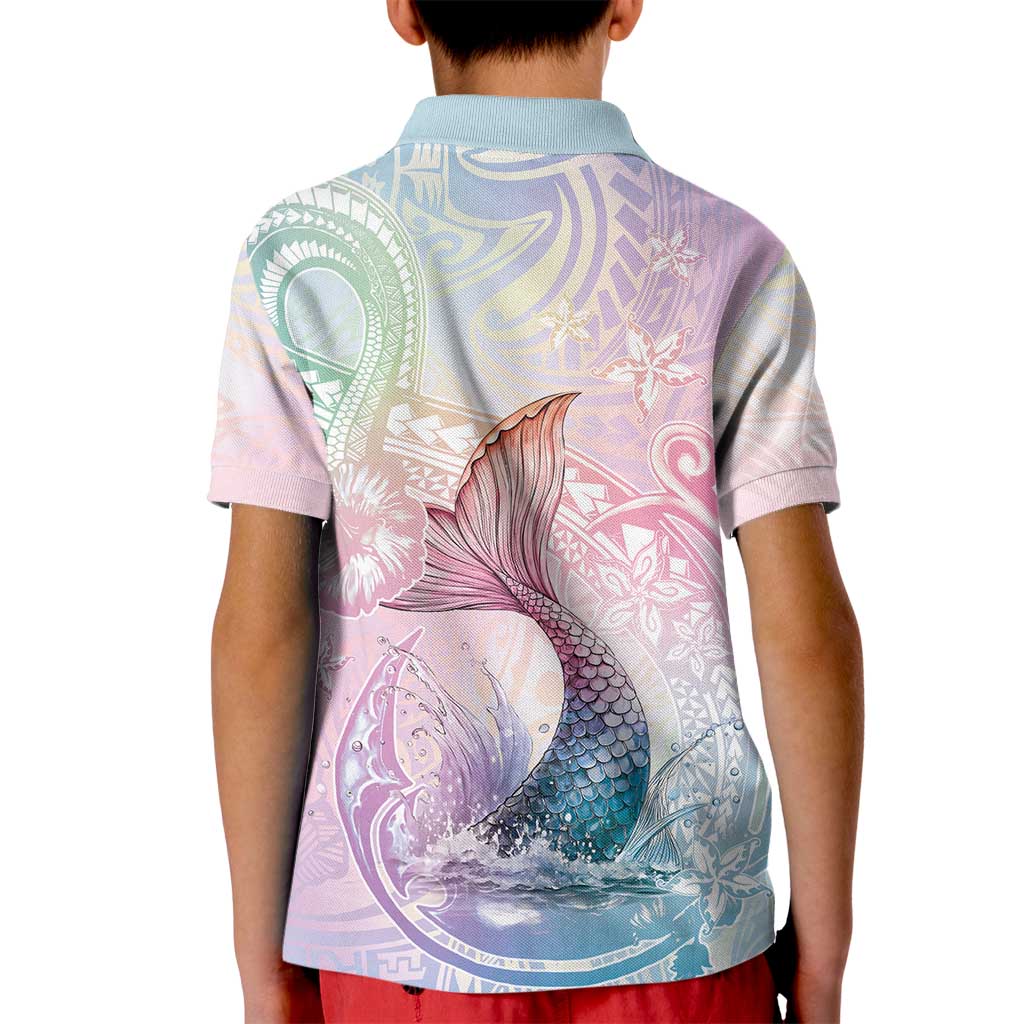 Hawaii Mermaid Sweet Pastel Kid Polo Shirt Polynesian Pattern Fish Hook LT01 - Polynesian Pride