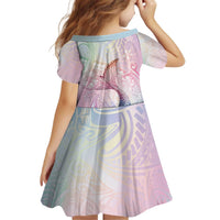 Hawaii Mermaid Sweet Pastel Kid Short Sleeve Dress Polynesian Pattern Fish Hook LT01 - Polynesian Pride