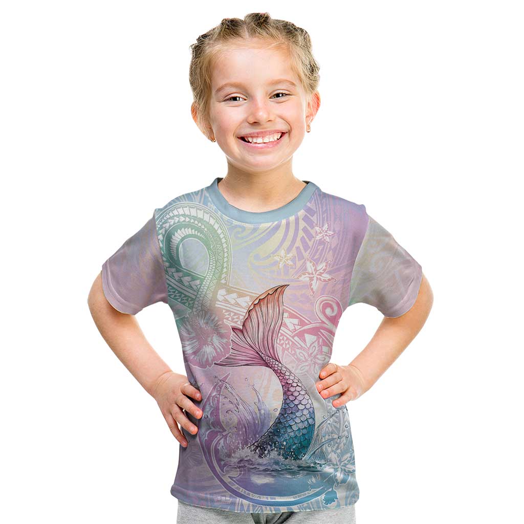 Hawaii Mermaid Sweet Pastel Kid T Shirt Polynesian Pattern Fish Hook LT01 Multicolor - Polynesian Pride