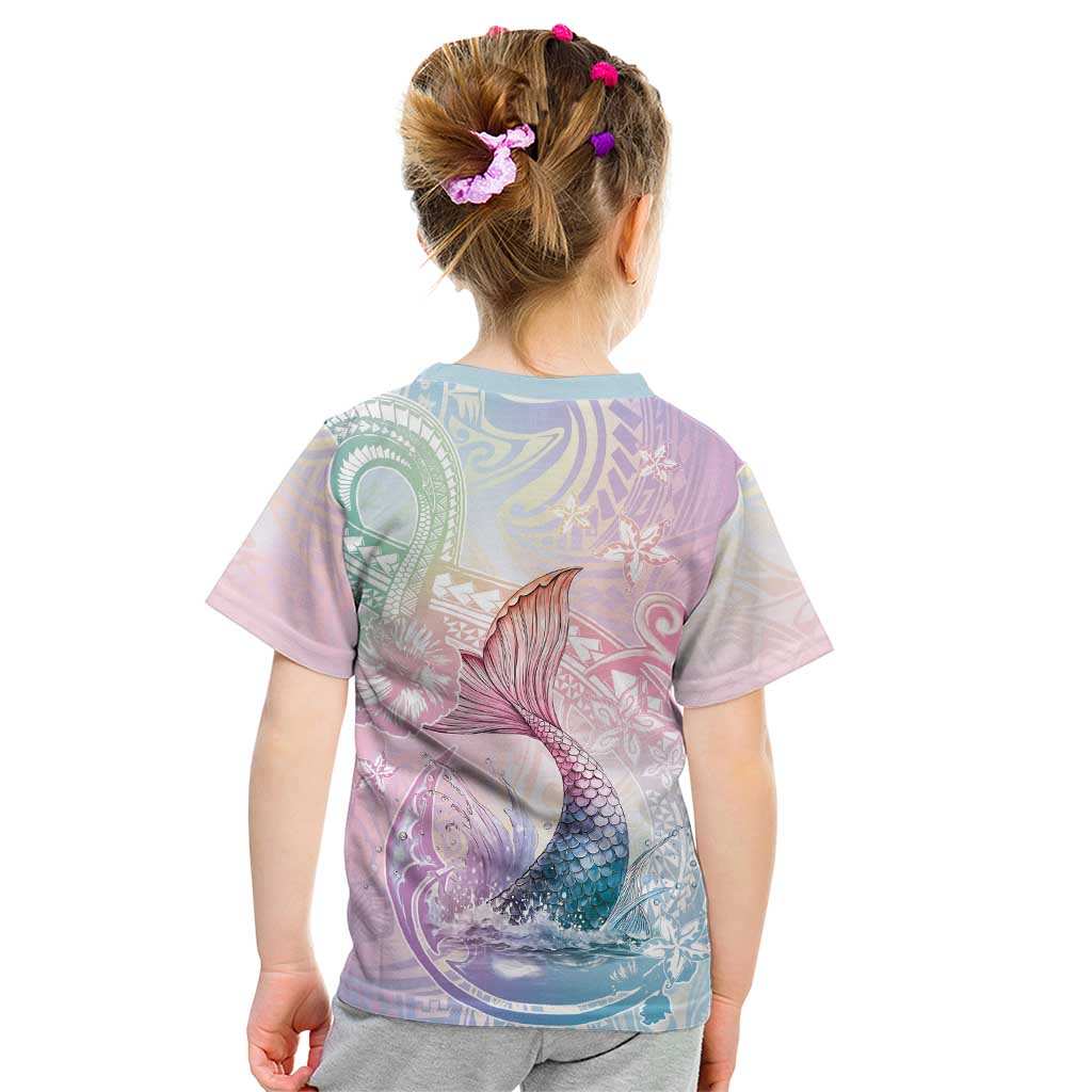 Hawaii Mermaid Sweet Pastel Kid T Shirt Polynesian Pattern Fish Hook LT01 - Polynesian Pride