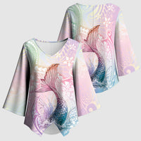 Hawaii Mermaid Sweet Pastel Kimono Sleeve Blouse Polynesian Pattern Fish Hook LT01 - Polynesian Pride
