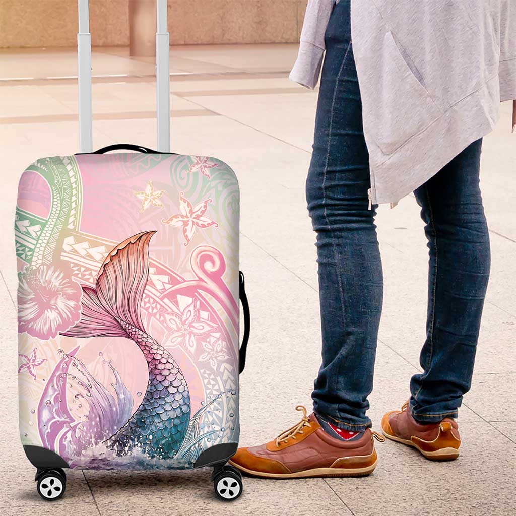 Hawaii Mermaid Sweet Pastel Luggage Cover Polynesian Pattern Fish Hook LT01 Multicolor - Polynesian Pride
